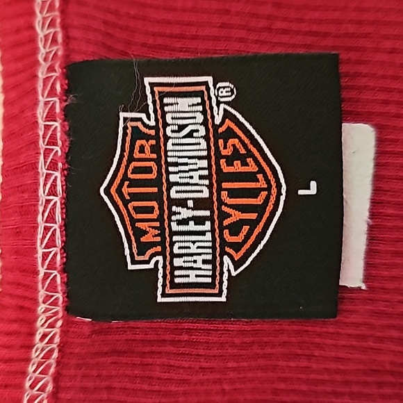 HARLEY DAVIDSON EUC sz L ribbed, lace-up scoop neck - Picture 5 of 5
